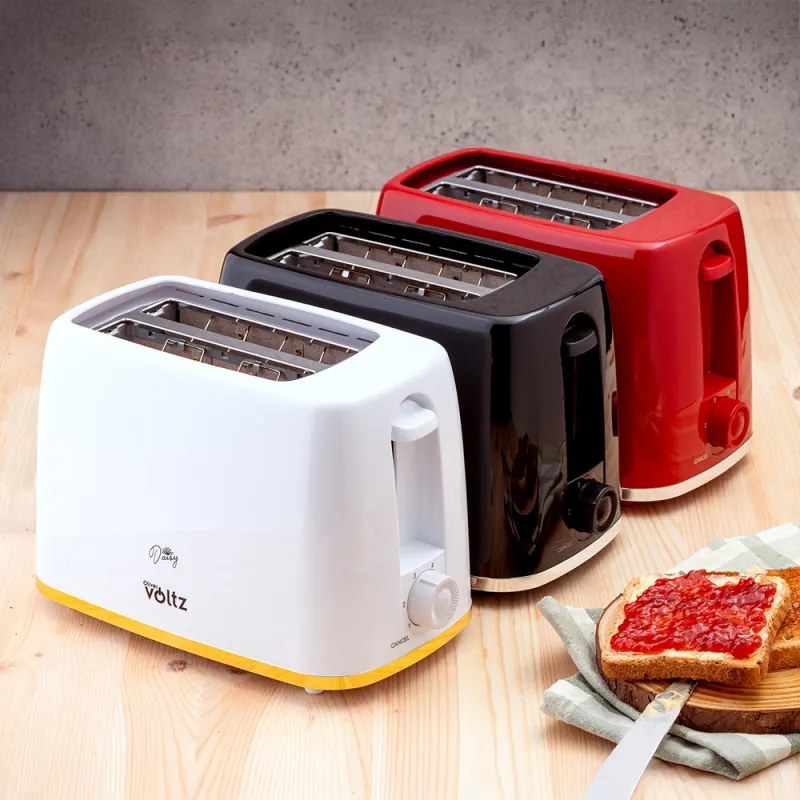 Тостер Oliver Voltz Daisy OV51440W, 700W, 2 филийки, 6 нива, Подвижна тавичка за трохи, Червен
