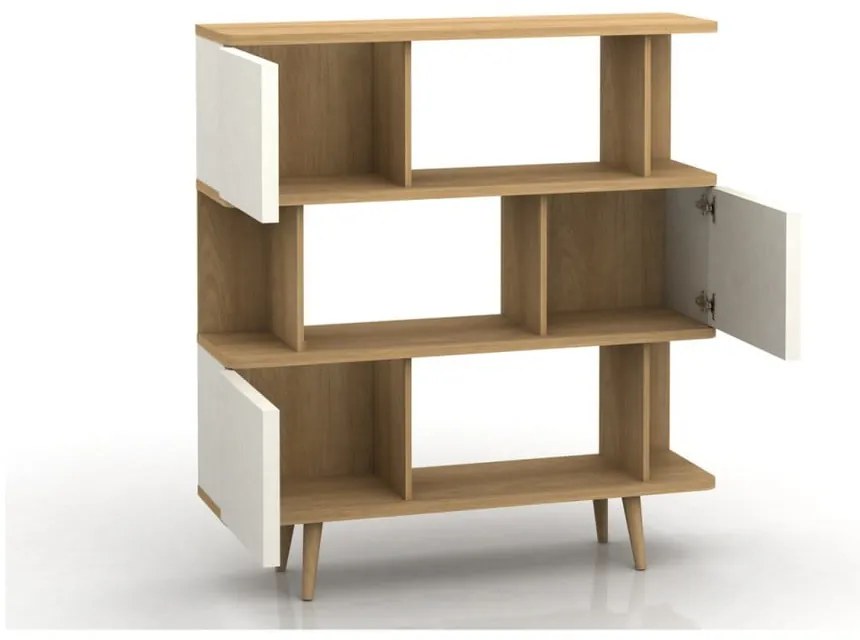 Бял шкаф за книги в дъб 120x130 cm Alana - Støraa