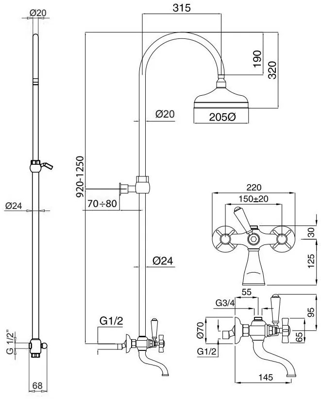 Душ колона Bugnatese Princeton-Хром