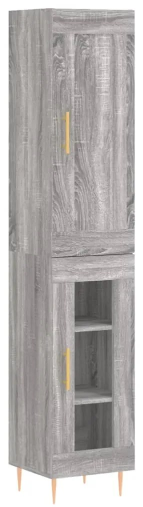 3200383 vidaXL Висок шкаф, сив сонома, 34,5x34x180 см, инженерно дърво
