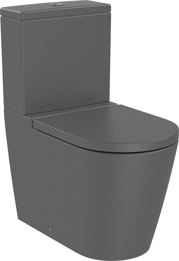 Тоалетна чиния за моноблок, Roca, A342526640 ROUND, порцелан, оникс, 79.5x64.5x37.5см
