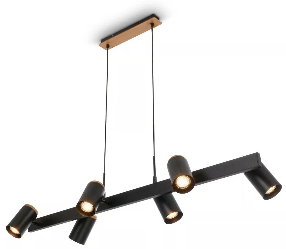 Briloner 4059065 - Полилей с кабелно окачване ERA 6xGU10/10W/230V, черен