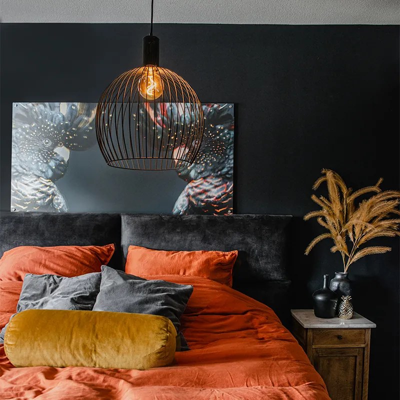 Дизайнерски кръгъл висящ аплик черен 40 см - Dos