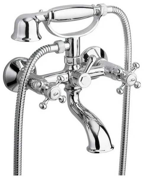 Стенна батерия за вана в лъскаво-сребрист цвят (2 изхода) Antea – Sapho