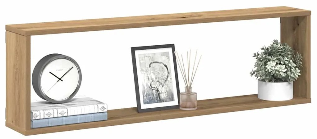 856584 vidaXL Стенни кубични рафтове, 2 бр, дъб артизан, 100x15x30 см
