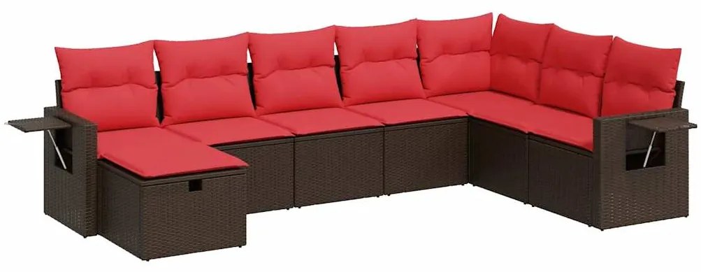3325540 vidaXL Градински комплект с възглавници, 8 части, кафяв, полиратан