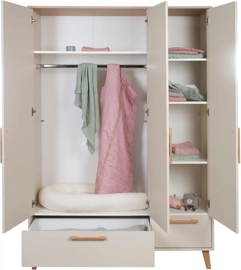 Кремав/в естествен цвят детски гардероб от декор от дъб 138x200x55 cm Jil – Roba