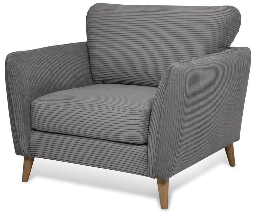 Тъмносиво кресло от рипсено кадифе Paris – Scandic