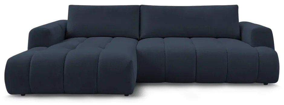 Тъмносин сгъваем/с място за съхранение ъглов диван (ляв ъгъл) Fuji – Bobochic Paris
