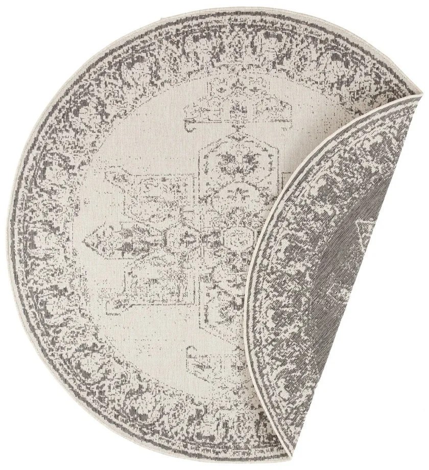 Сив и кремав килим за открито, ø 140 cm Borbon - NORTHRUGS