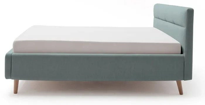 Светлосиньо двойно легло 180x200 cm тапицирано с място за съхранение с включена подматрачна рамка Lotte – Meise Möbel