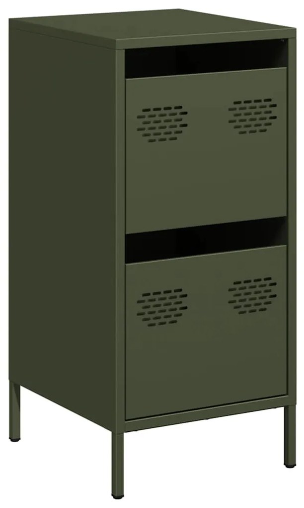 851398 vidaXL Бюфет, маслиненозелен, 35x39x73,5 см, студеновалцувана стомана