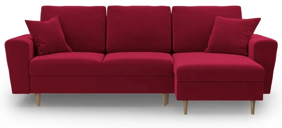 Червен кадифен разтегателен ъглов диван с място за съхранение Kyoto – Cosmopolitan Design