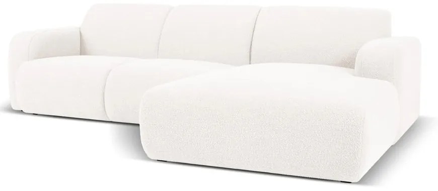 Бял ъглов диван от плат букле (десен ъгъл) Molino - Micadoni Home
