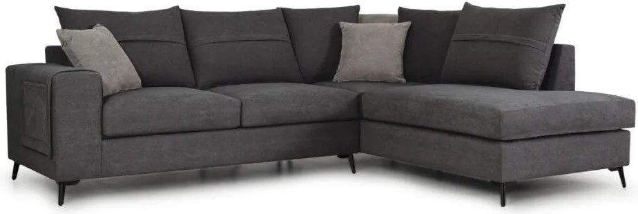 Ъглов диван Hannah-Сиво тъмно-Дясно