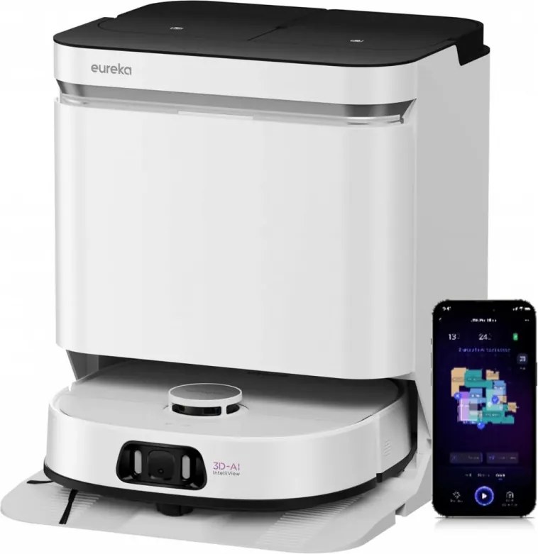 Прахосмукачка робот Eureka J15 Ultra, 19000 Pa, 3 л, Автономия 150 мин, Lidar + RGB камера, FlexiRazor, Гласов контрол, Бял