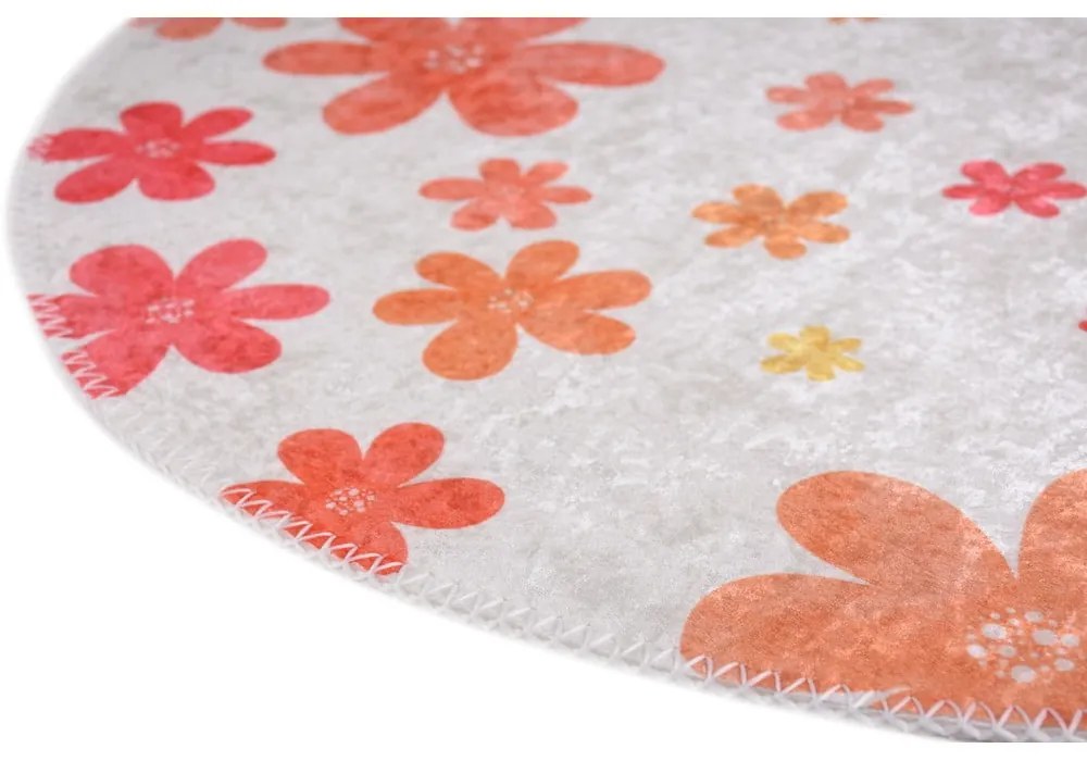 Детски килим подходящ за пране в оранжево цвят слонова кост ø120 cm Fall Flowers – Vitaus