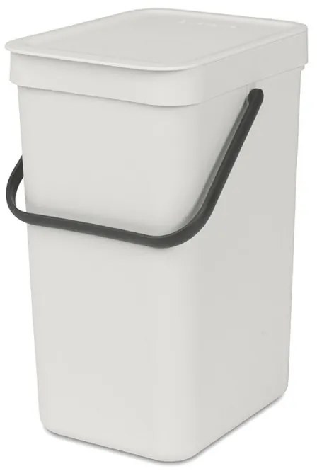Кош за разделно събиране на боклук Brabantia Sort&Go 1005511, 12 л, Дръжка, Възможност за стенен монтаж, Светлосив