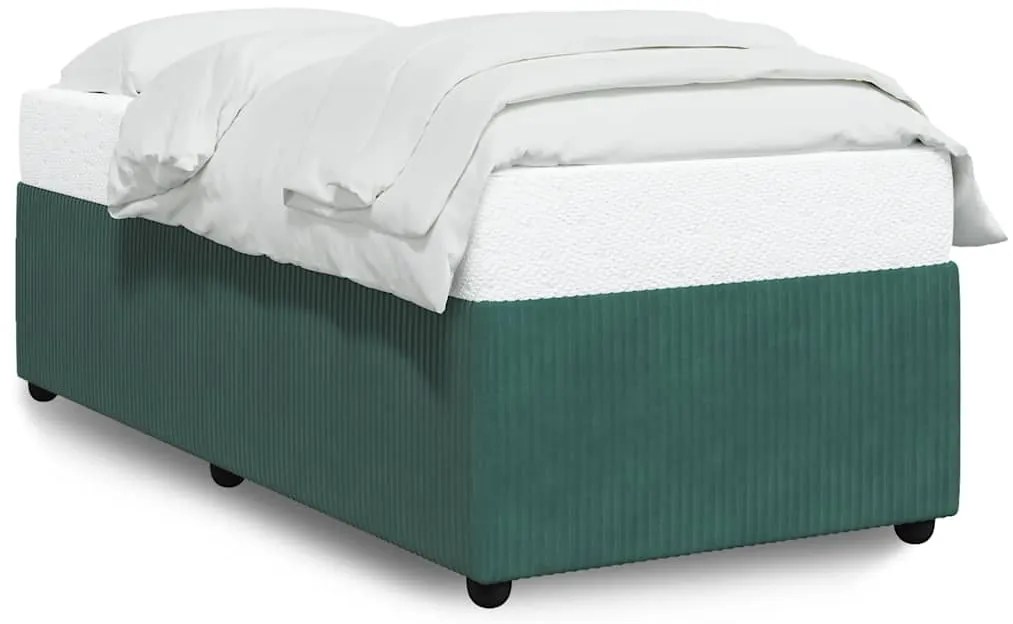 3284979 vidaXL Рамка за легло без матрак, тъмнозелена, 90x190 см, кадифе