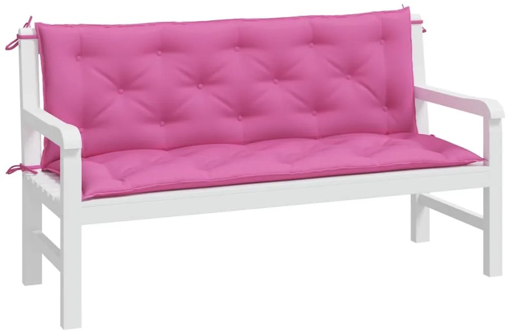 Възглавници за градински пейки 2 бр розови 150x50x7 см плат