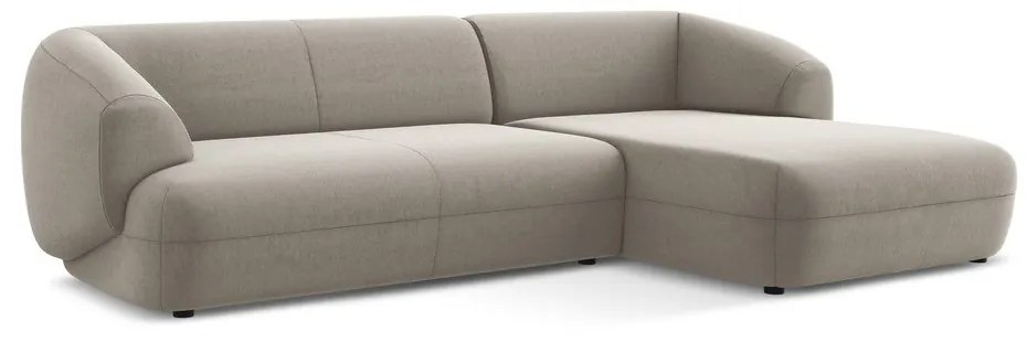 Бежов кадифен ъглов диван (десен ъгъл) Moana – Makamii