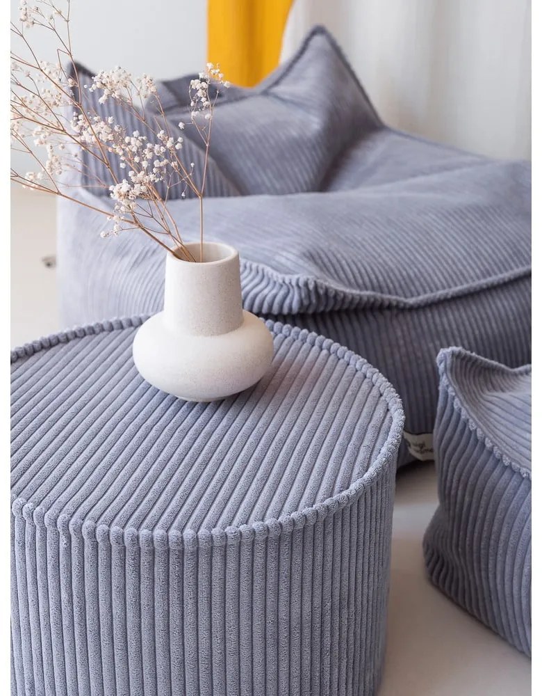 Син детски пуф от рипсено кадифе – Wigiwama