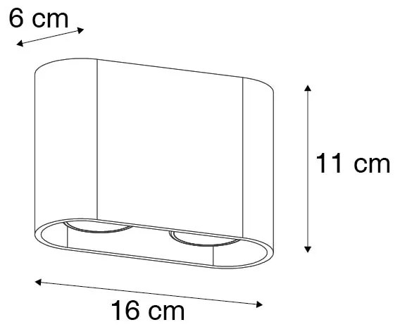 Модерен повърхностно монтиран прожектор бял 2-светлини GU10 50mm - Ronda