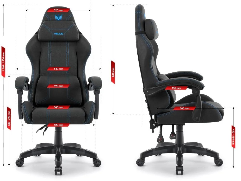 Ергономичен геймърски стол от плат HC-1014 червен