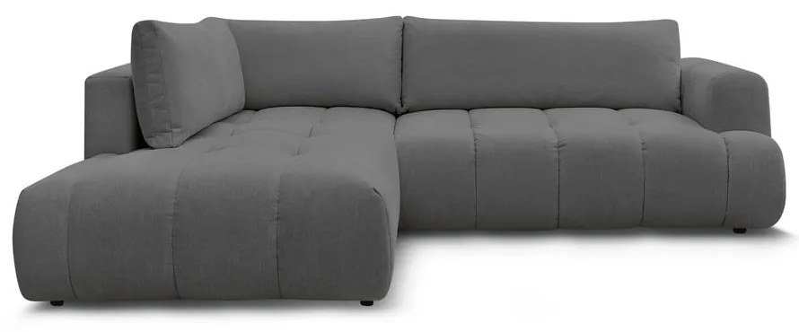 Тъмносив сгъваем/с място за съхранение ъглов диван (ляв ъгъл/L форма) Fuji – Bobochic Paris