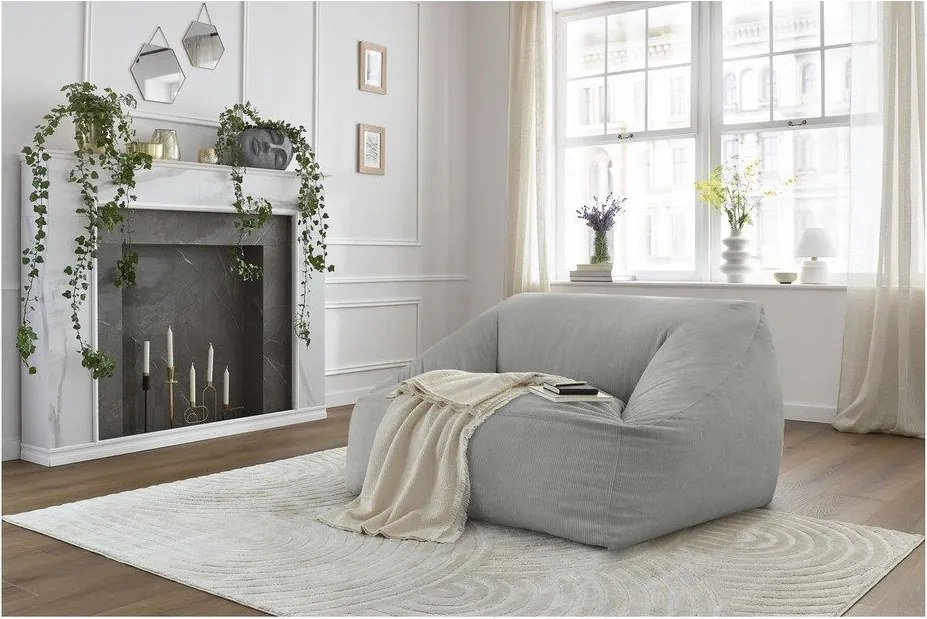 Светлосив пуф от рипсено кадифе Lilibet – Bobochic Paris