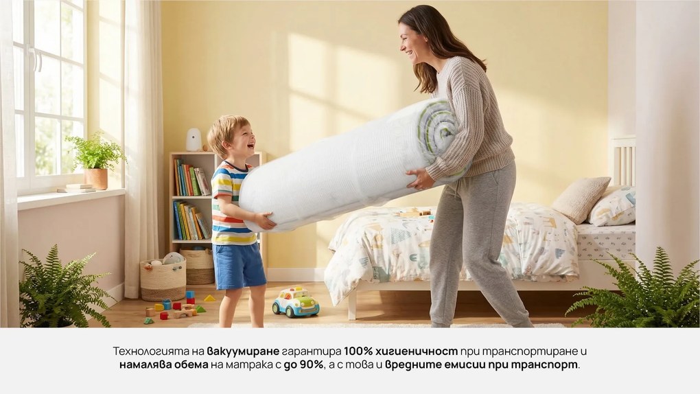 Матрак Zymmo, Mатрак Rila, 82x190x24, Среден към твърд, Високоеластична пяна, Терморегулиращ гел
