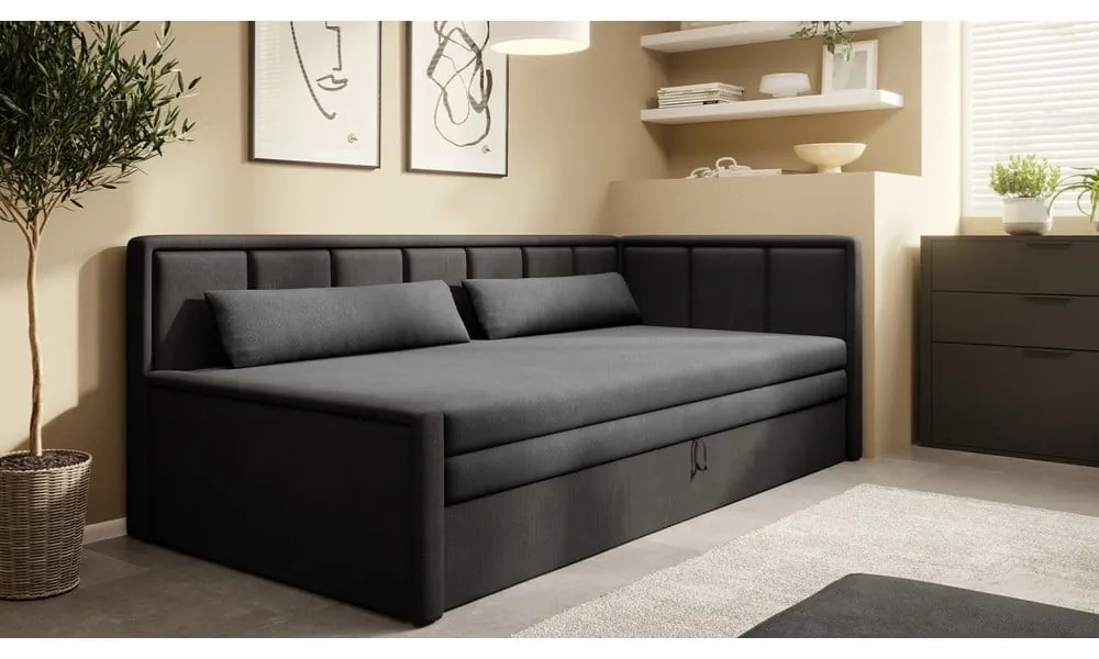 Тъмносив шенилов сгъваем/с място за съхранение диван 214 cm Fulgeo – ELTAP