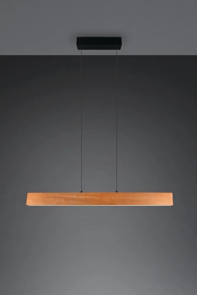 LED висящо осветително тяло в естествен цвят с дървен абажур Edgewood – Trio