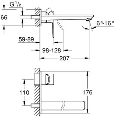 Кран за мивка Grohe Lineare New-Дължина 23 см.-Сребърен Mat