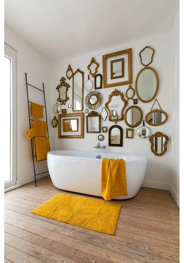 Жълта изтривалка за баня в цвят охра 100x60 cm Riva - Tiseco Home Studio