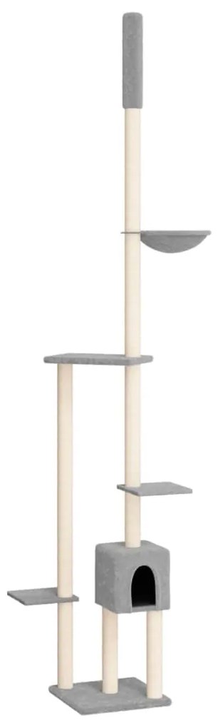 171718 vidaXL Котешко дърво тип "от пода до тавана" светлосиво 258,5-284,5 см