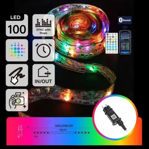 Aigostar - LED RGBICW Външна гирлянда 100xLED/10W/230V 10m IP44 + дистанционно управление