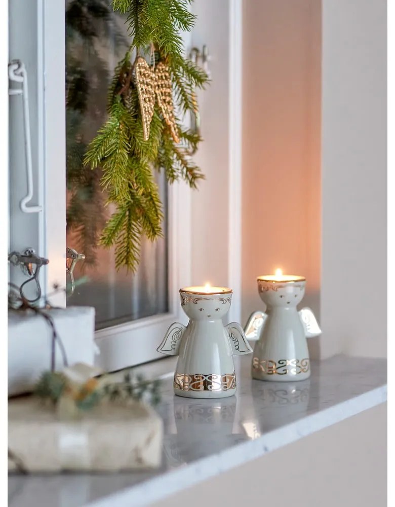 Свещници в комплект от за чаена свещ 2 бр. от каменна керамика Faella – Bloomingville