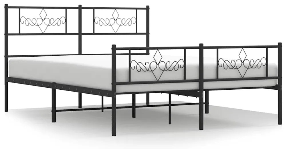355284 vidaXL Метална рамка за легло с горна и долна табла, черна, 135x190 см