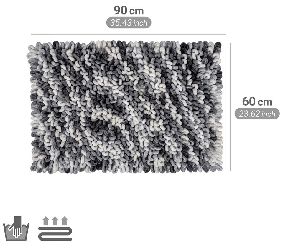 Сиво-син текстилен килим за баня 60x90 cm Lerici – Wenko