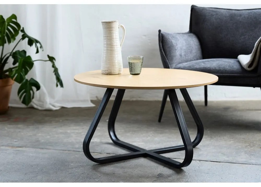 Кръгла масичка за кафе с дъбов плот в естествен цвят ø 80 cm Cesura – Unique Furniture