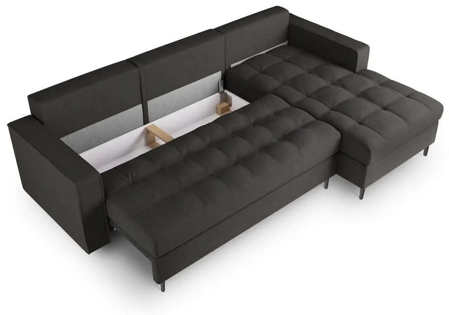 Тъмно сив ъглов разтегателен диван , десен ъгъл Santo - Milo Casa