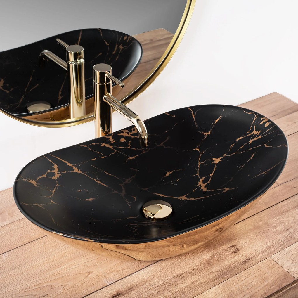 Умивалник за плот REA Royal In Black Marble Gold