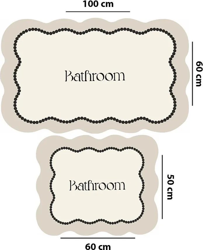 Кремави килими за баня в комплект 2 бр. 60x100 cm Bounde – Foutastic