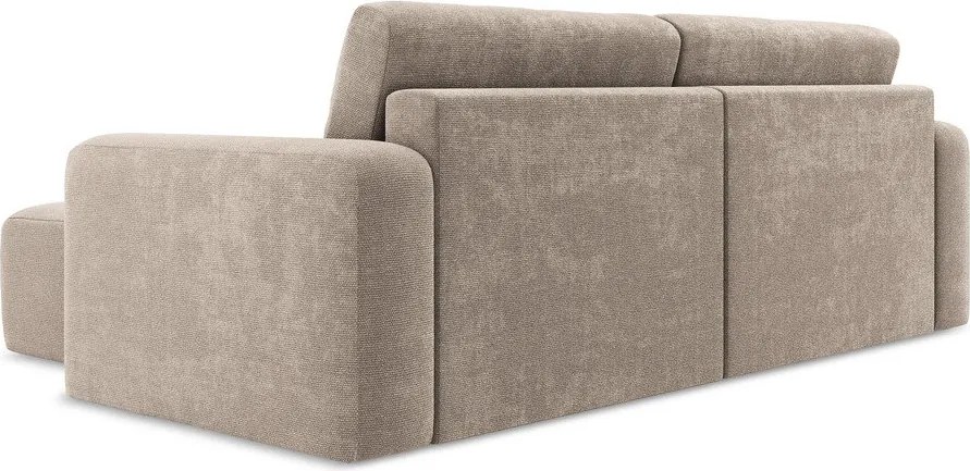 Бежов шенилов сгъваем/с място за съхранение ъглов диван (десен ъгъл) Kona – Makamii