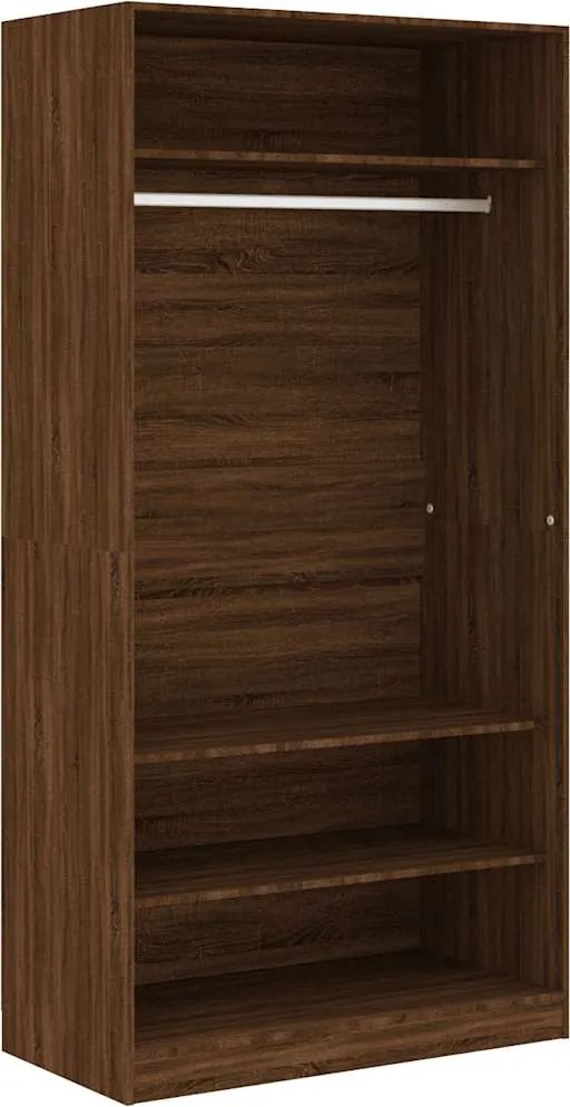 826616 vidaXL Гардероб, кафяв дъб, 100x50x200 см, инженерно дърво