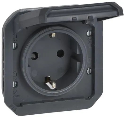 Legrand Контакт шуко 16А с детска защита и винт. клеми механизъм цвят Антрацит IP55 Plexo New  - 069839L