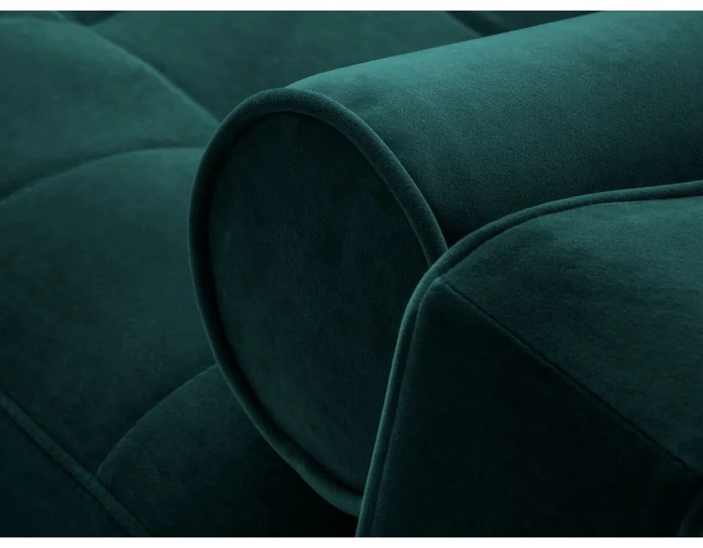 Ъглов разтегателен диван от кадифе в петролено зелено, десен ъгъл Santo - Milo Casa