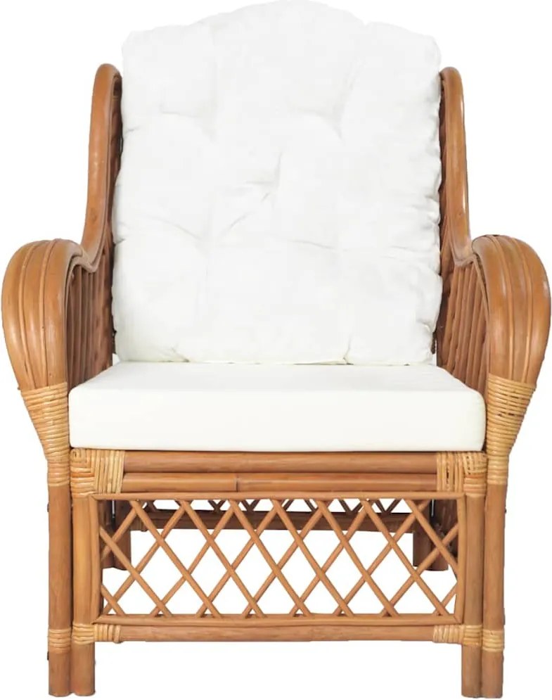 325471 vidaXL Диван с възглавница, светлокафяв, естествен ратан и лен