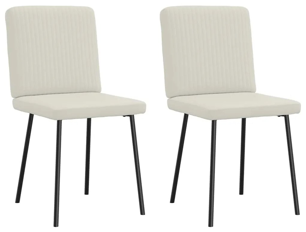 4101195 vidaXL Трапезни столове, 2 бр, кремави, кадифе